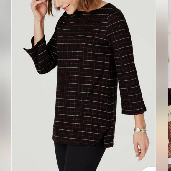 J. Jill Tops - J. Jill Black Ponte Knit A-Line Boat Neck 3/4 sleeve top. Size Women's Large